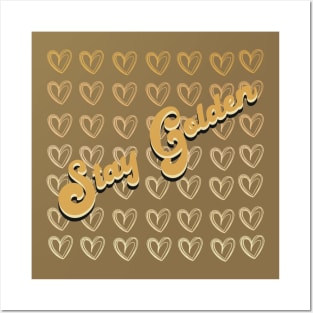 Stay Golden Remembering Betty White Golden Girls Ombré Gold Hearts Design Posters and Art